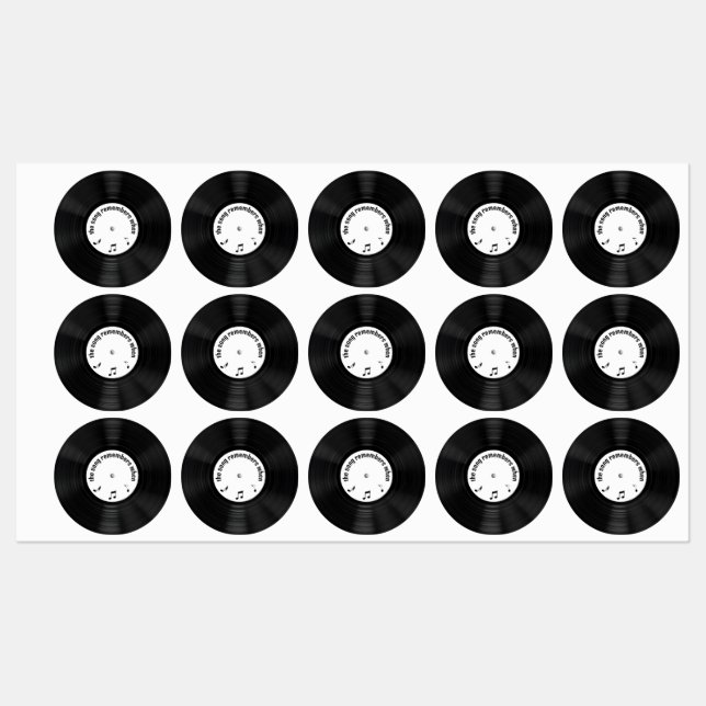 Étiquettes Dossier Vinyle Noir Avec Titre De Chanson (Feuille)