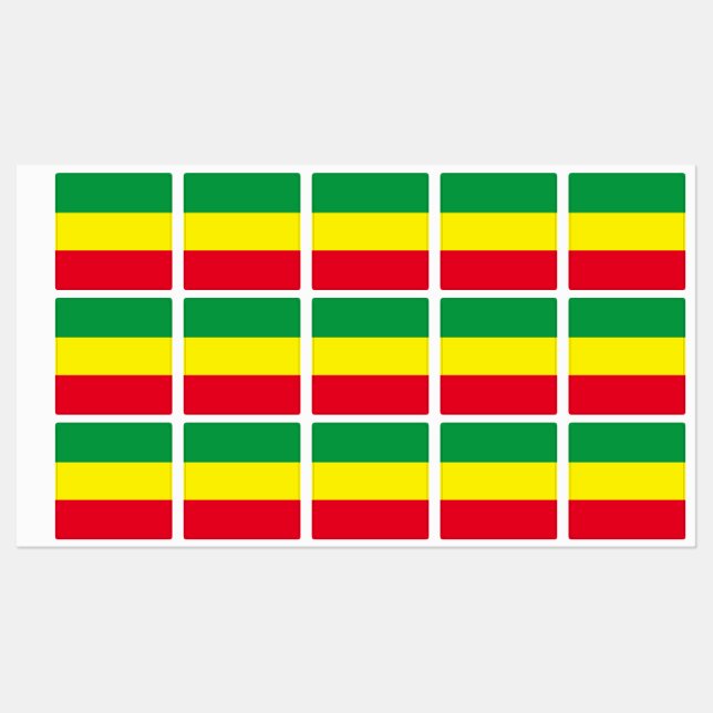 Étiquettes Drapeau Afrique Ethiopie Rasta (Feuille)