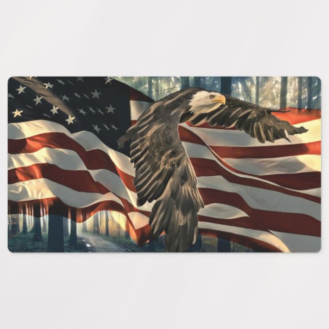 Étiquettes Drapeau américain Bald Eagle (Design 1)