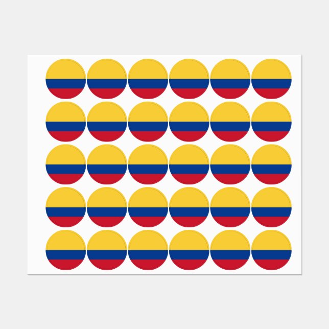 Étiquettes Drapeau de Colombie (Feuille)