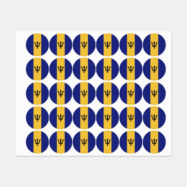 Étiquettes Drapeau de la Barbade (Feuille)