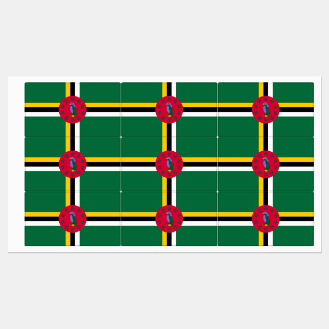 Étiquettes Drapeau de la Dominique (Feuille)