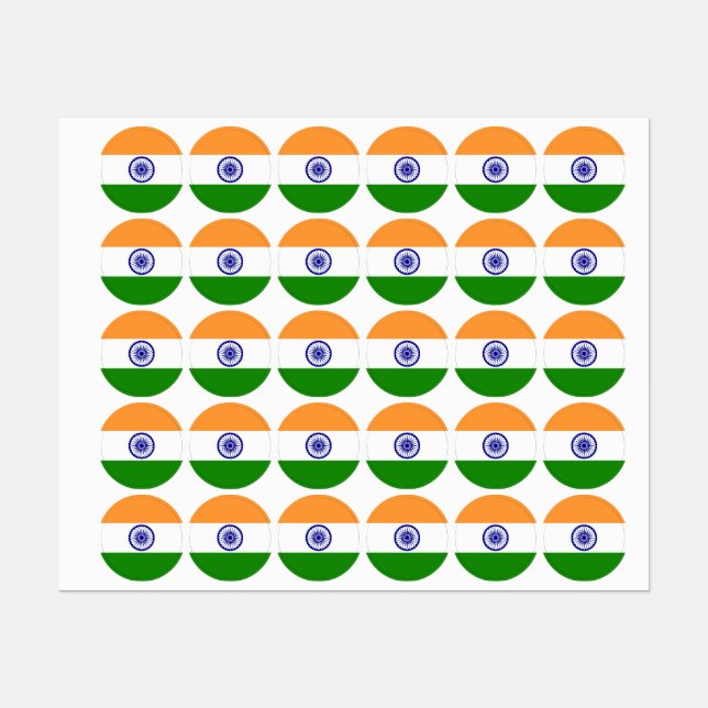 Étiquettes Drapeau de l'Inde (Feuille)