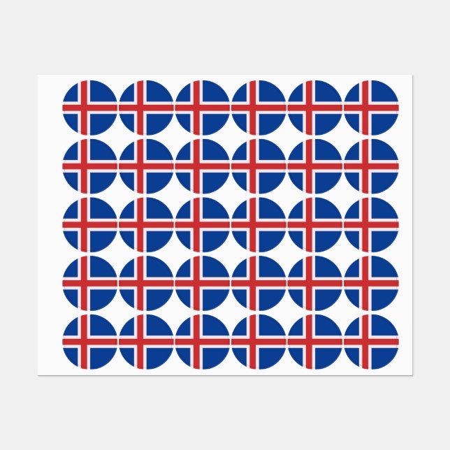 Étiquettes Drapeau de l'Islande (Feuille)