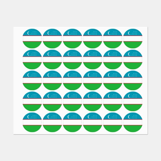 Étiquettes Drapeau de l'Ouzbékistan (Feuille)