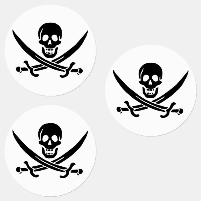 Étiquettes Drapeau de pirate Crâne croisé épées (Groupe)