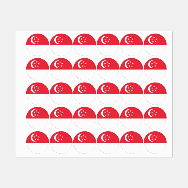 Étiquettes Drapeau de Singapour (Feuille)