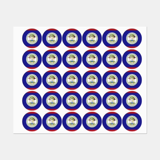 Étiquettes Drapeau du Belize (Feuille)