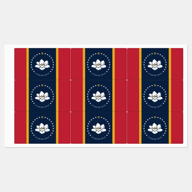Étiquettes Drapeau du Mississippi - Nouveau Drapeau de Magnol (Feuille)