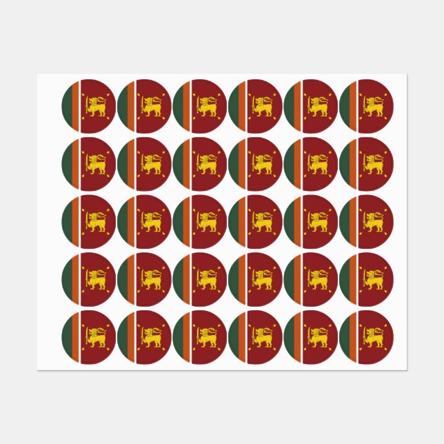 Étiquettes Drapeau du Sri Lanka (Feuille)