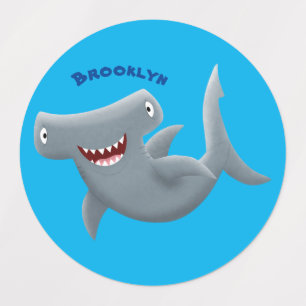 Étiquettes Drôle mignon requin marteau dessin animé