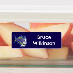 Étiquettes Drôle poisson de pêcheur caricature personnalisée