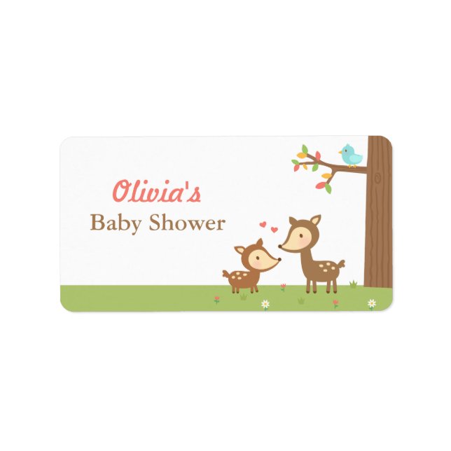 Étiquettes du Baby shower des cerfs de forêt (Devant)