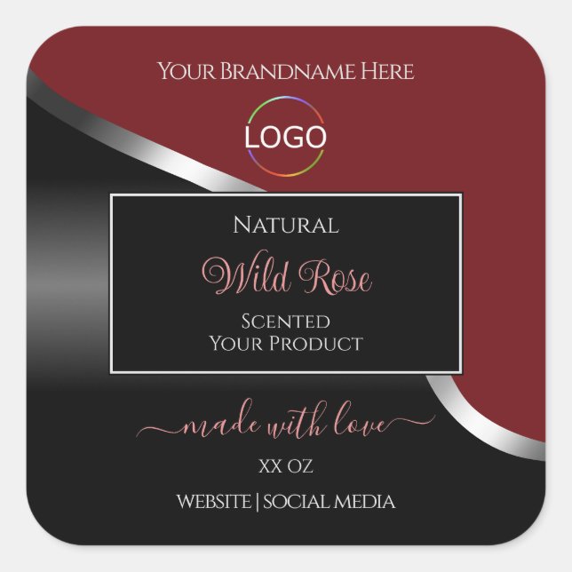 Étiquettes du produit Logo en argent noir et rouge (Devant)