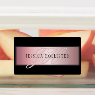 Étiquettes Elégant Blush Faux Rose Gold   Nom et initiales
