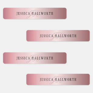 Étiquettes Elégant Blush Faux Rose Gold Nom et initiales