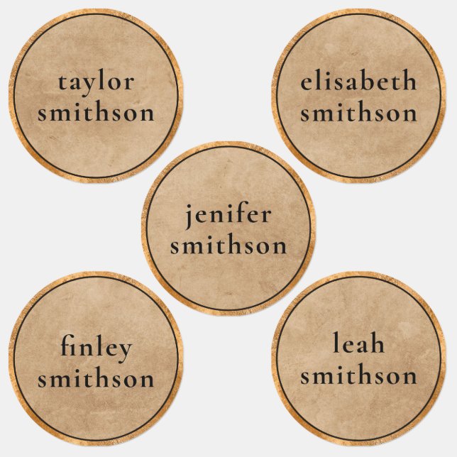 Étiquettes Elegant Classy Taupe Luxe Ajouter Votre Nom École (Groupe)