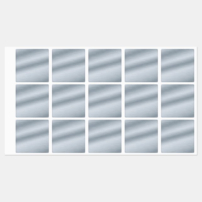 Étiquettes Elégant Faux D'Argent Personnalisé Métal Brossé (Feuille)