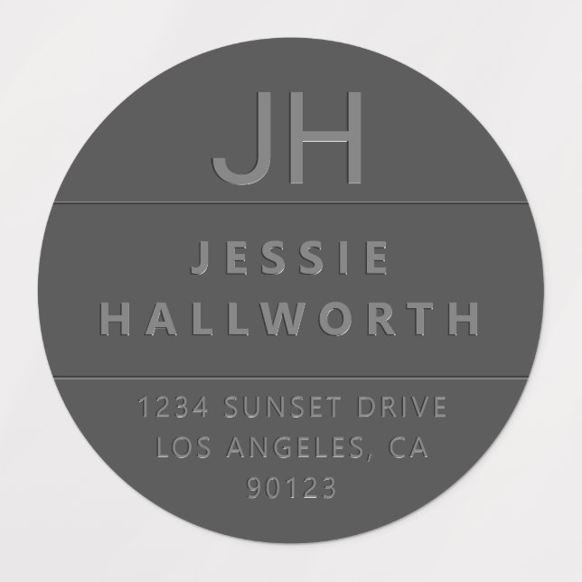 Étiquettes Élégant Faux Embossé Moderne Monogramme étanche (Design 1)