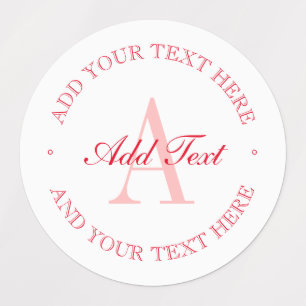 Étiquettes Élégant minimaliste blanc et rouge monogramme étan