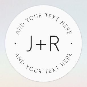 Étiquettes Élégant Monogramme et texte étanche