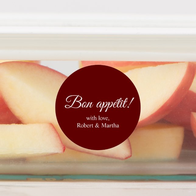 Étiquettes Élégant Rouge foncé Bon Appetit Personnalisé (Apposé)