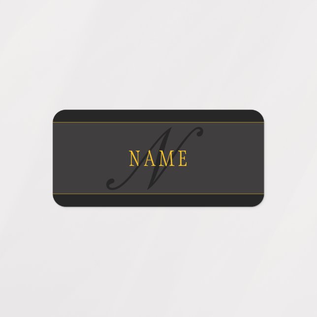 Étiquettes Elegant Script Monogram Black & Gold (Design 4)
