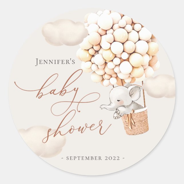 Étiquettes Elephant Favor ! Baby shower Classic Ro (Devant)