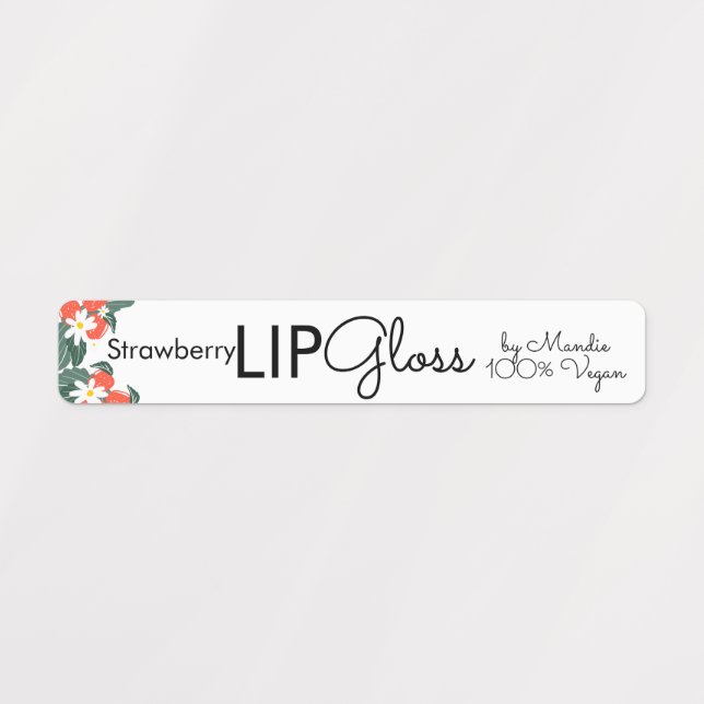 Étiquettes Emballage de marque de la fraise brillante de lèvr (Design 1)