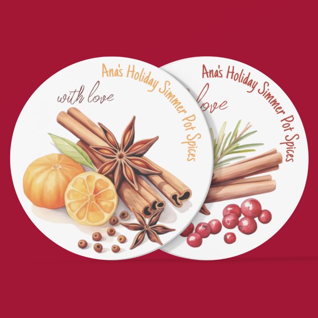 Étiquettes Épices Pot Simmer Holiday (Holiday simmer pot spices stickers and customizable food labels for gift giving. )