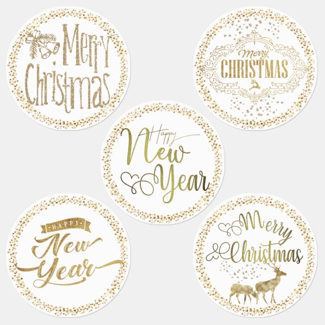 Étiquettes Etiquetas  doradas variadas de navidad (Groupe)