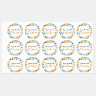 Étiquettes Explorateur côtier petit 4e anniversaire aquarelle