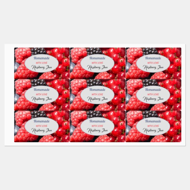 Étiquettes Fabriqué maison avec de la confiture d'amour photo (Feuille)