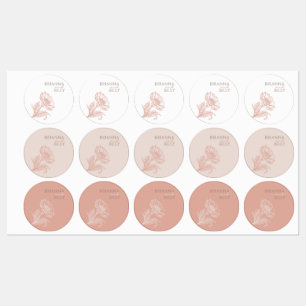 Étiquettes Faire-part de mariage végétal rose minimaliste