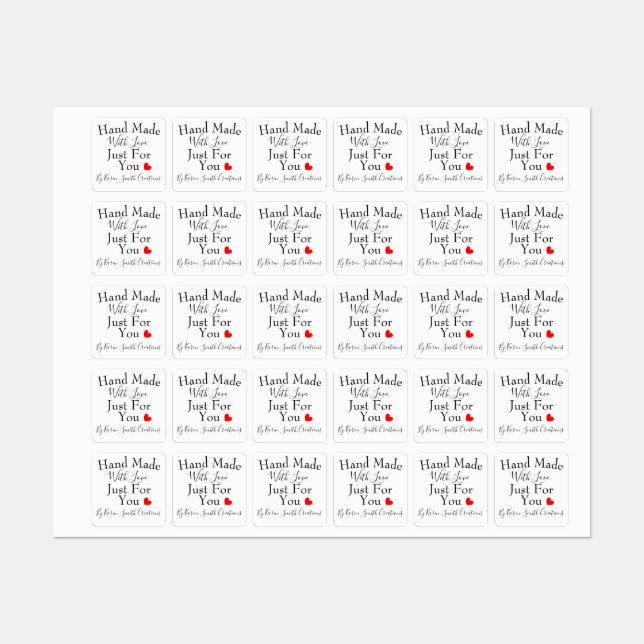 Étiquettes Fait À La Main Avec Amour Juste Pour Vous Personna (Feuille)