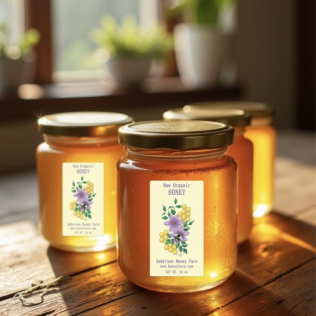 Étiquettes Ferme d'abeilles de miel Lavande jaune (Créateur téléchargé)
