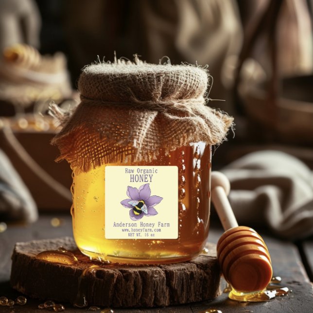 Étiquettes Ferme d'abeilles miel Lavande jaune (Créateur téléchargé)