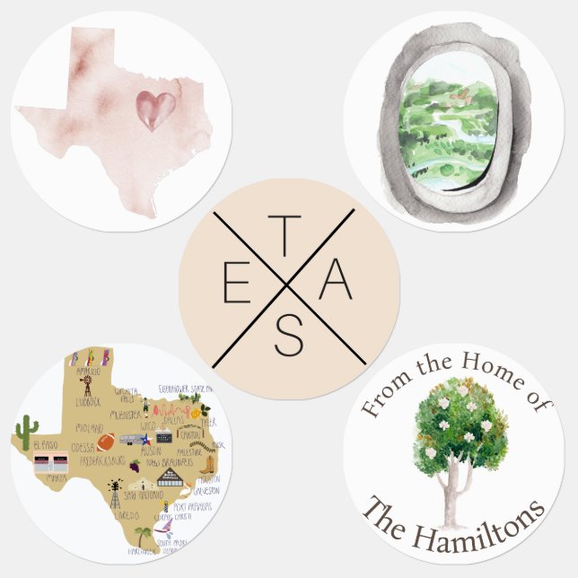 Étiquettes Feuille d'autocollants du sud du Texas (Groupe)
