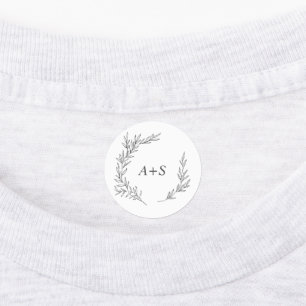 Étiquettes Feuille minimale   Monogramme gris foncé Fer sur É