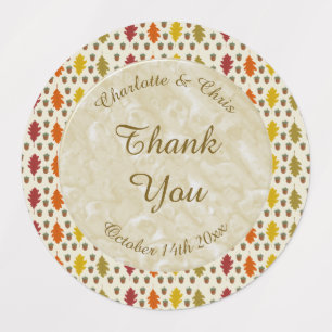 Étiquettes Feuilles de chêne et Acorns Automne Mariage d'auto