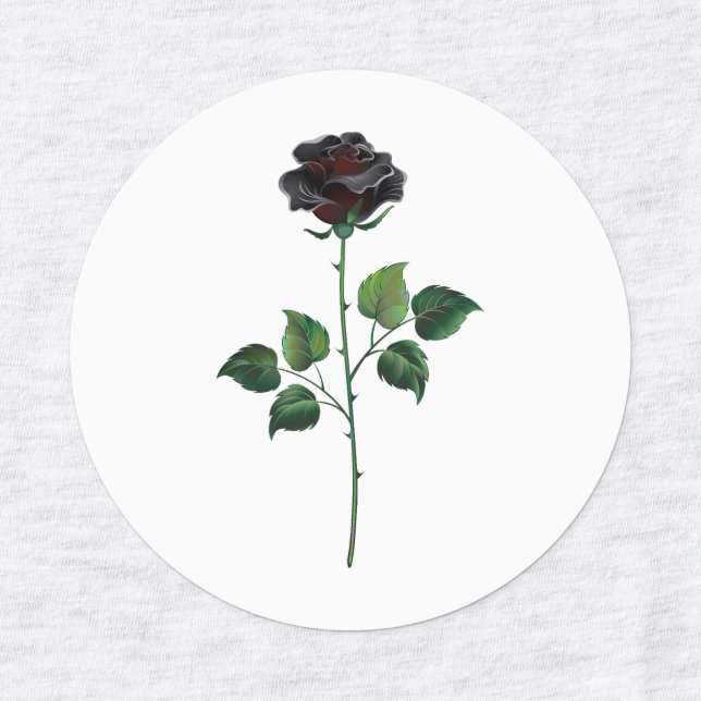 Étiquettes Fleur rose noire (Design 3)