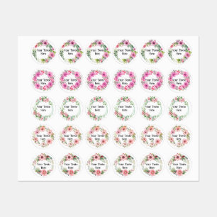 Étiquettes Fleurs Aquarelle Balises tropicales Arrondi