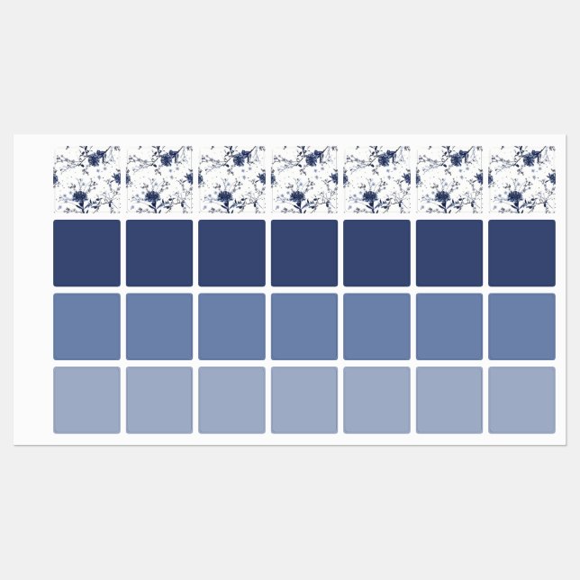 Étiquettes Fleurs bleues (Feuille)