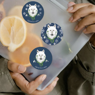 Étiquettes Fleurs de neige du Loup arctique blanc