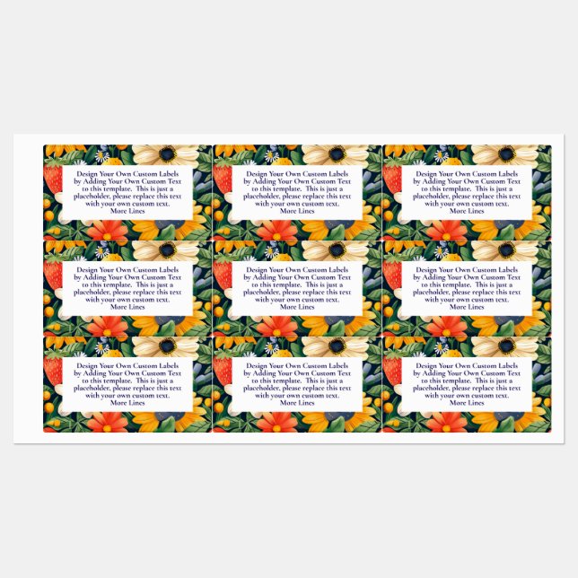 Étiquettes Fleurs du jardin d'été Fraises sur mesure (Feuille)