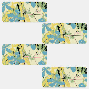 Étiquettes Fleurs Hawaii bleu et jaune