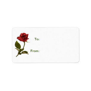 Étiquettes florales de cadeau de rose rouge de