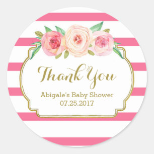 Étiquettes florales roses de faveur de baby showe