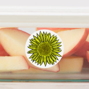 Étiquettes Flore Rustique Tournesol Jaune Main tirée