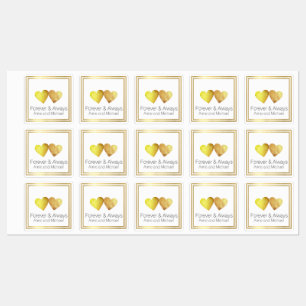 Étiquettes Forever & Always, deux faux coeur d'or mariage